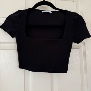 Zara Black Square Neck Crop Top